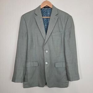 Lauren Ralph Lauren Men's 36S Sage Green 100% Linen Blazer Paisley Lining